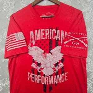 Grunt Style American Performance Graphic Print Patriotic T-Shirt Men's Large Red